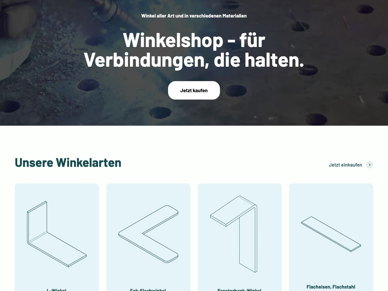 Website von winkelshop.de – Bildschirmansicht